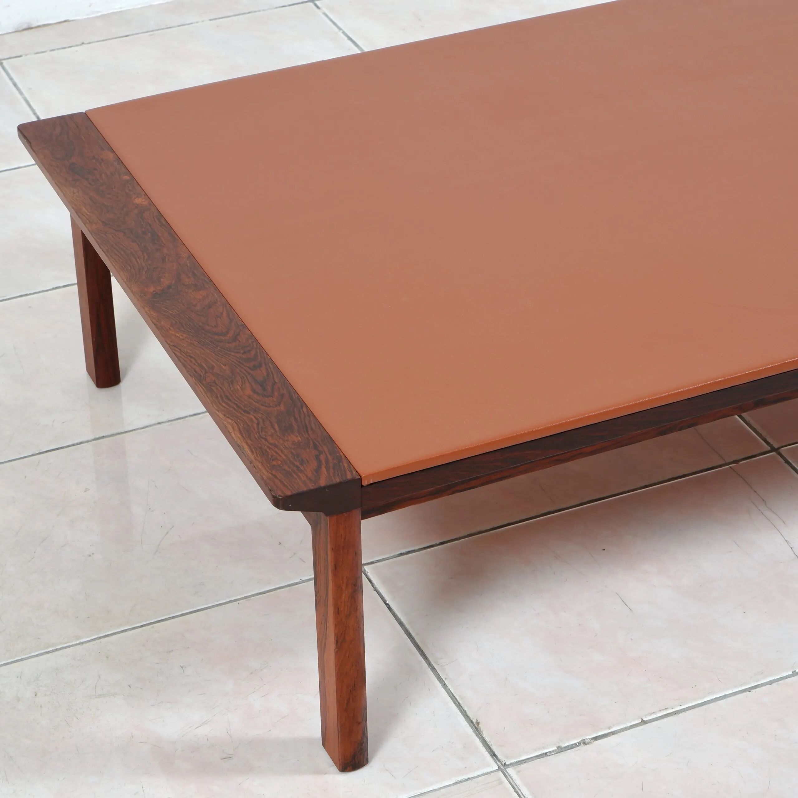 Hans Olsen rosewood leather coffee table