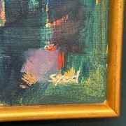 Original Oil on Canvas – “Abstract” by Ubaid Syed – Signed – Vintage & Framed – 53 × 43 cm (20.9" × 16.9")