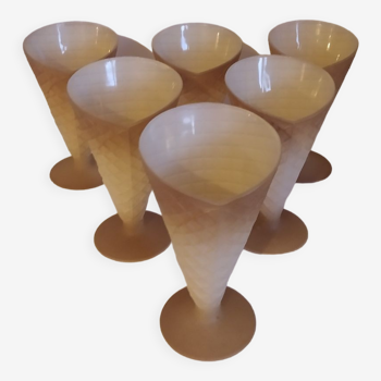 6 vintage ice cream cups cone wafer