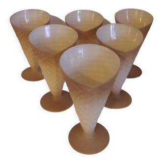 6 vintage ice cream cups cone wafer