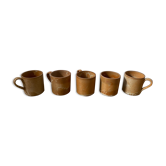 5 stoneware coffee cups