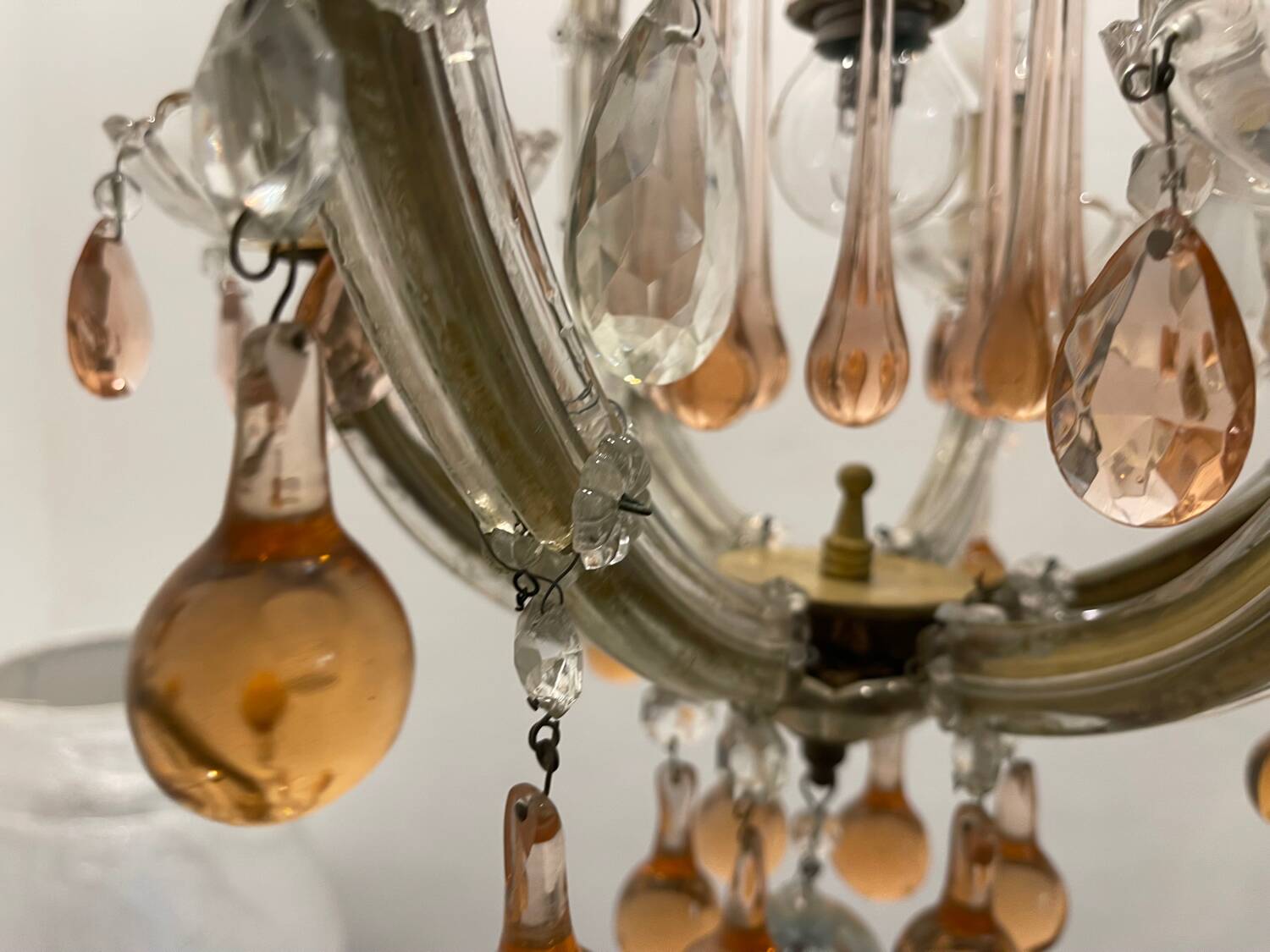 Pink Murano glass tear drop chandelier 1950’s