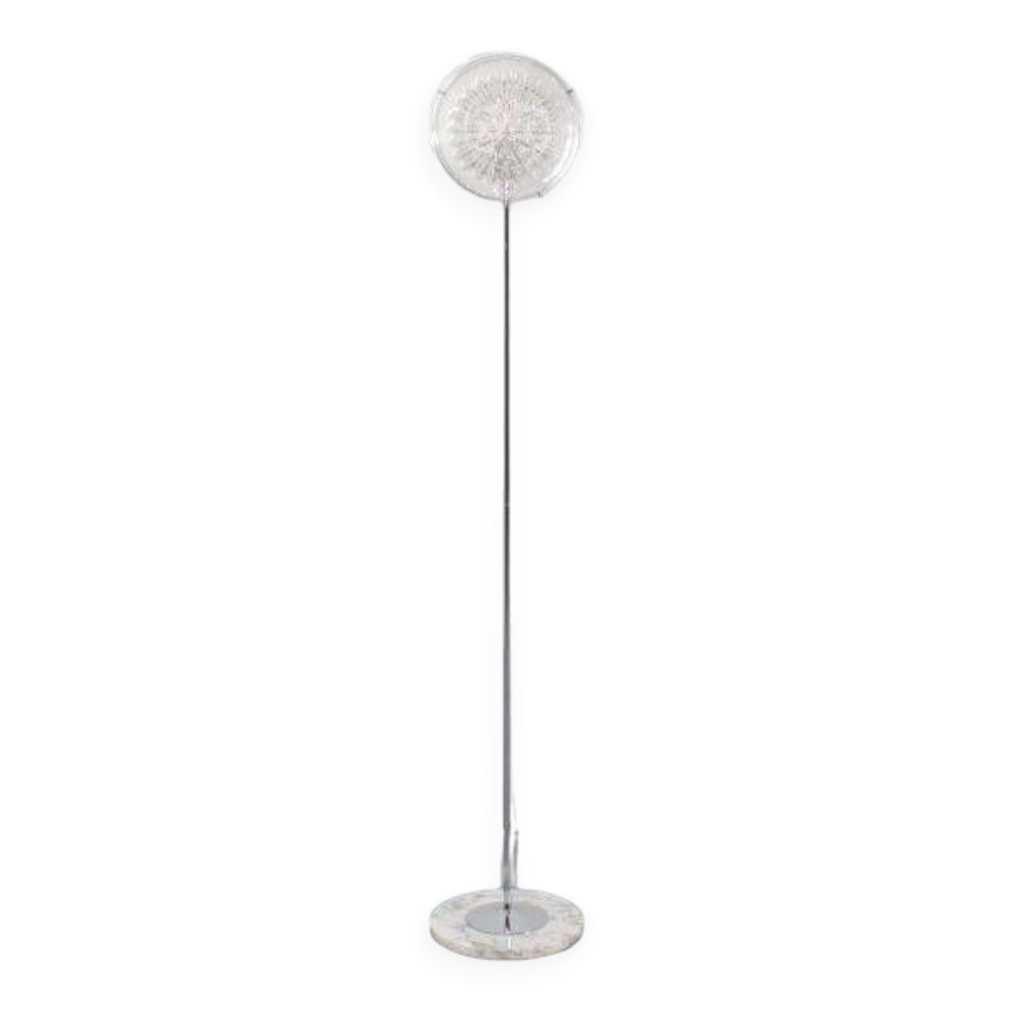Vintage Italian ‘Eye’ Floor Lamp, Chrome, Murano Glass and Marble, 1970s