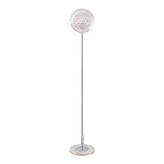 Vintage Italian ‘Eye’ Floor Lamp, Chrome, Murano Glass and Marble, 1970s