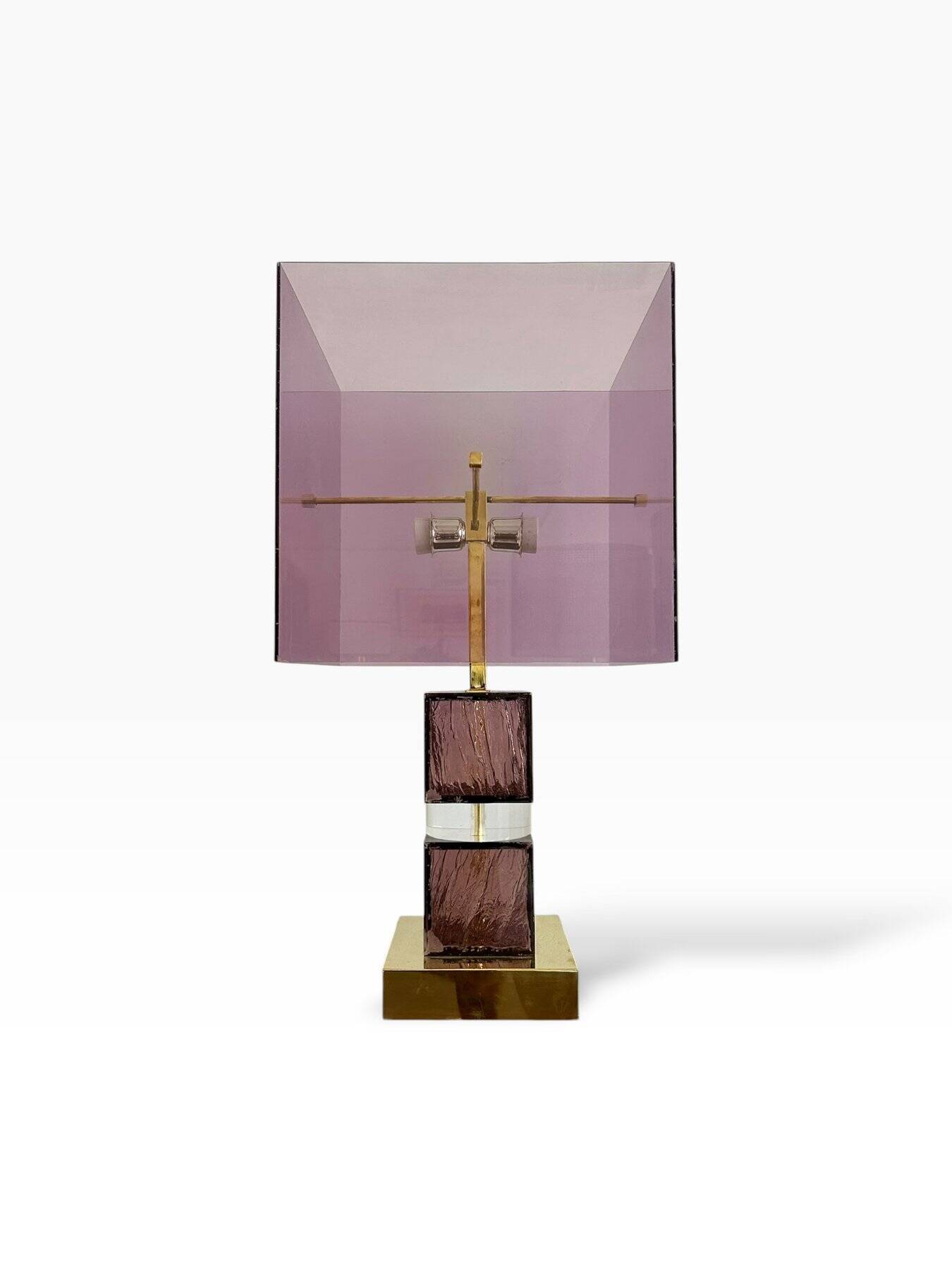 Lampe Attr. à Romeo Rega en lucite et laiton, 1970