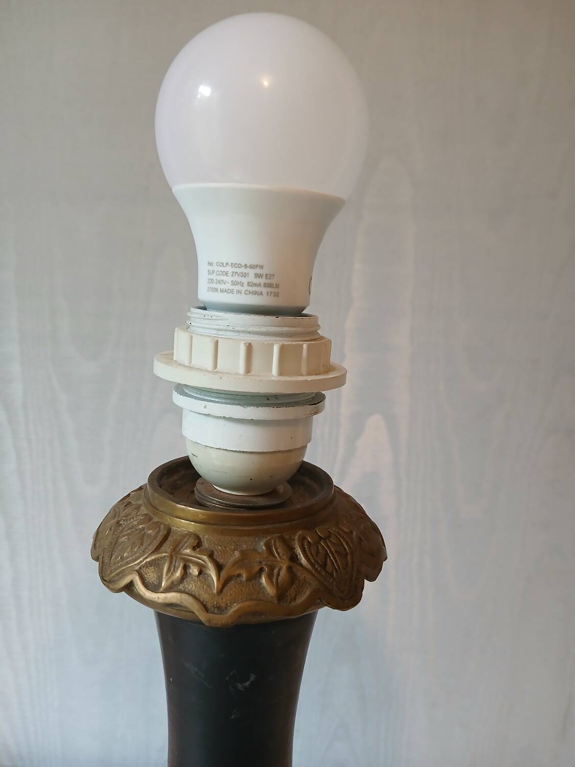 Antique painted ceramic and gilded metal lamp – 1950s/1960s