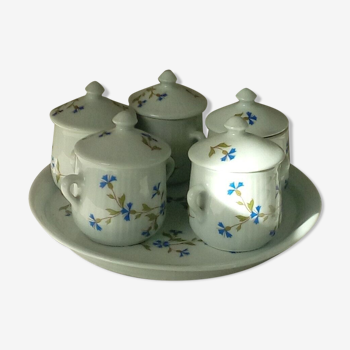 Porcelain cream service with fire decor at barbeau lourioux france