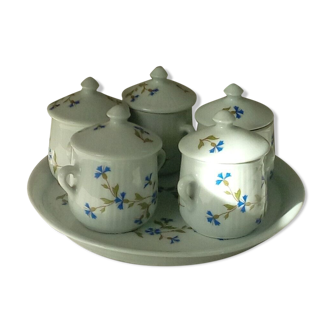 Service a creme en porcelaine a feu decor aux barbeau lourioux france