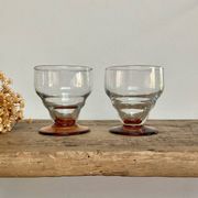 6 verres vintage aux pieds ambrés