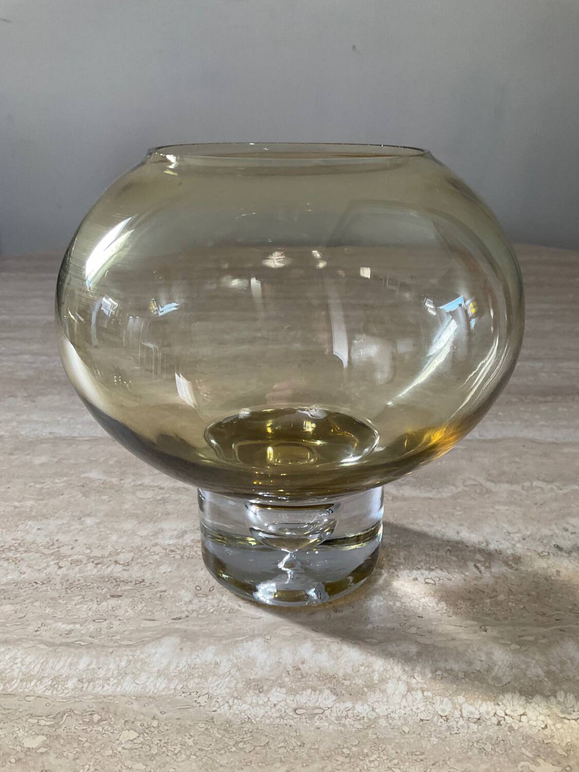 Vintage Krosno amber glass hanging bubble vase