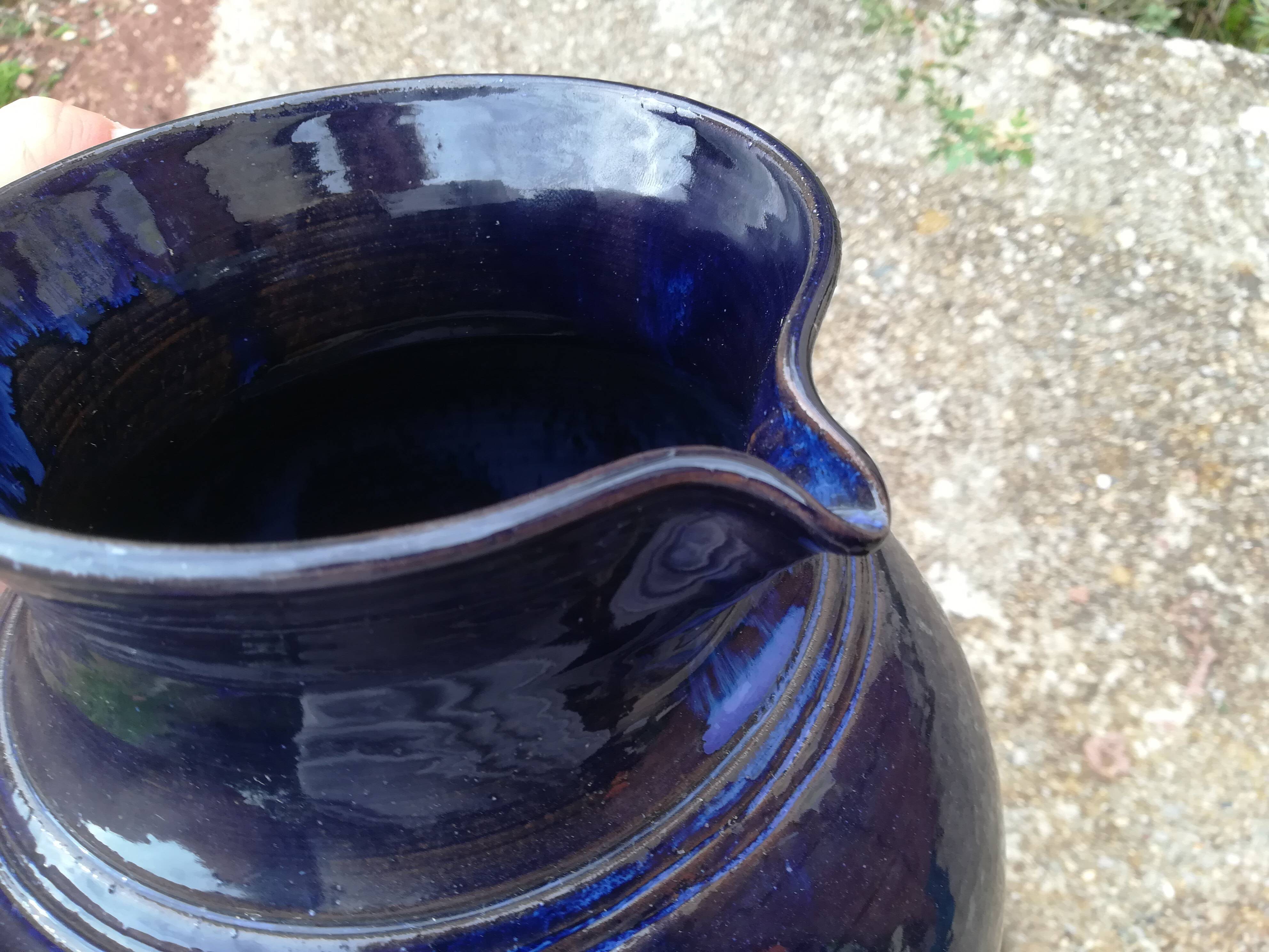 Pitcher in ceramic blue 5-litre varnished