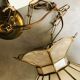Mother-of-pearl chandelier and brass shape flower 70s