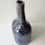 Blue glazed ceramic vase Signed Annie (height 26cm)