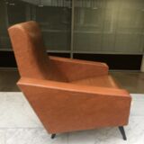 Fauteuil en skai marron