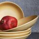 Five vintage natural stoneware soup plates