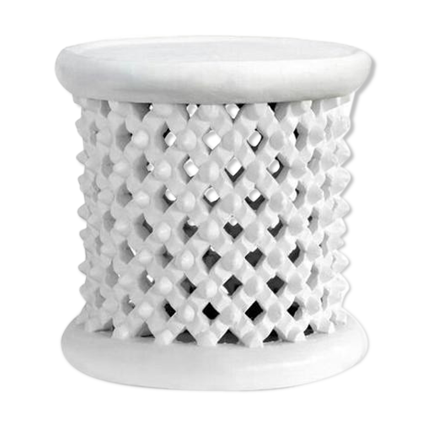 White wooden bamiléké stool white coffee table