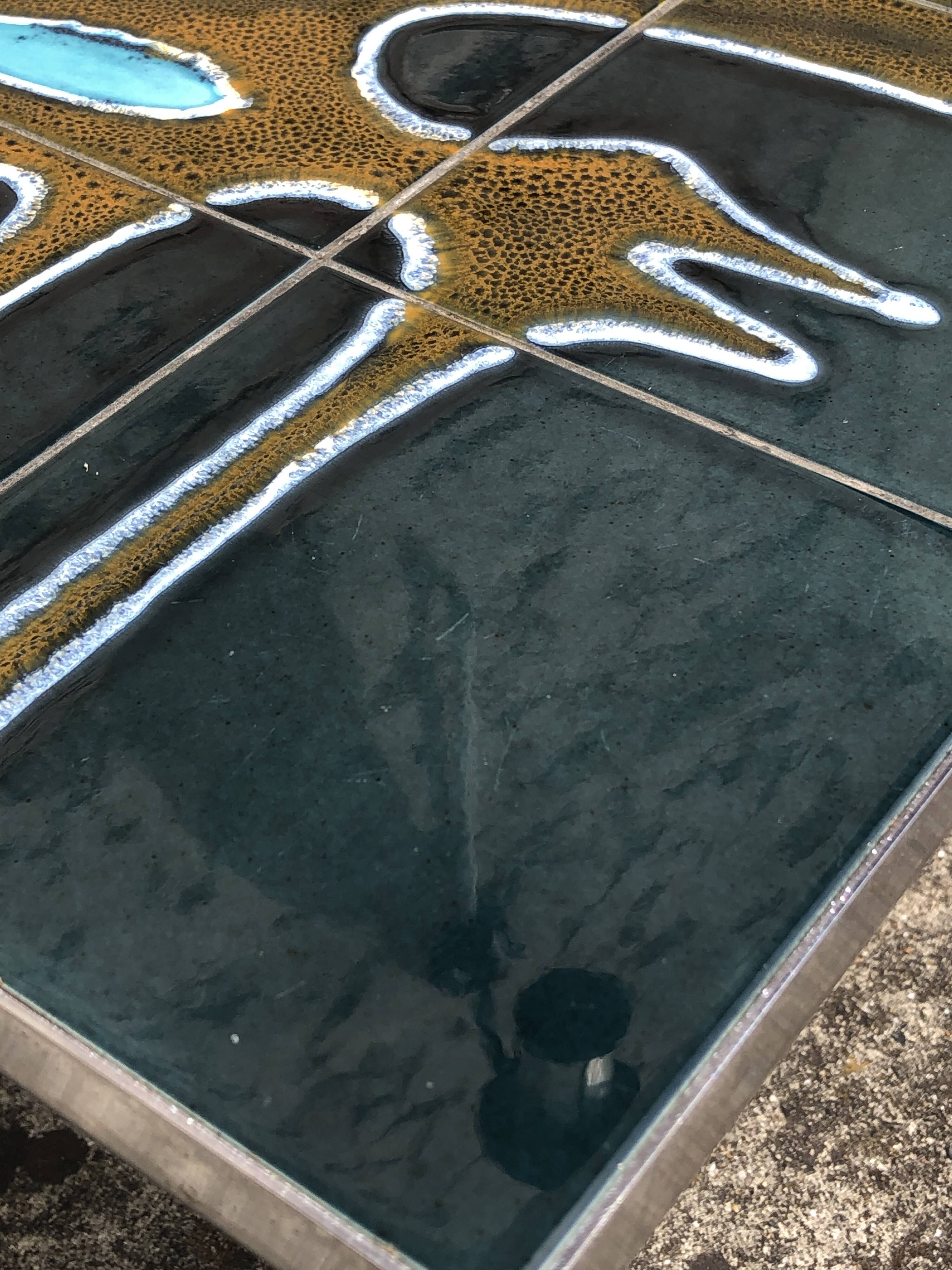 Ceramic and chrome coffee table, 1970