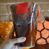 Vallauris vase brown/red - 70s - authentic vintage