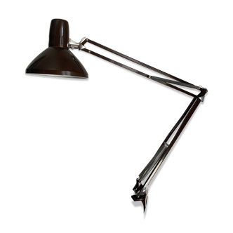 Lampe vintage 1970 d'architecte Ledu chocolat bureau - 70 cm