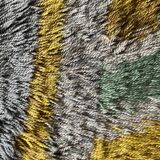 Mid-century Modern High Pile, Yellow, Aquamarine & Grey Rya Rug, Sweden, 1960s