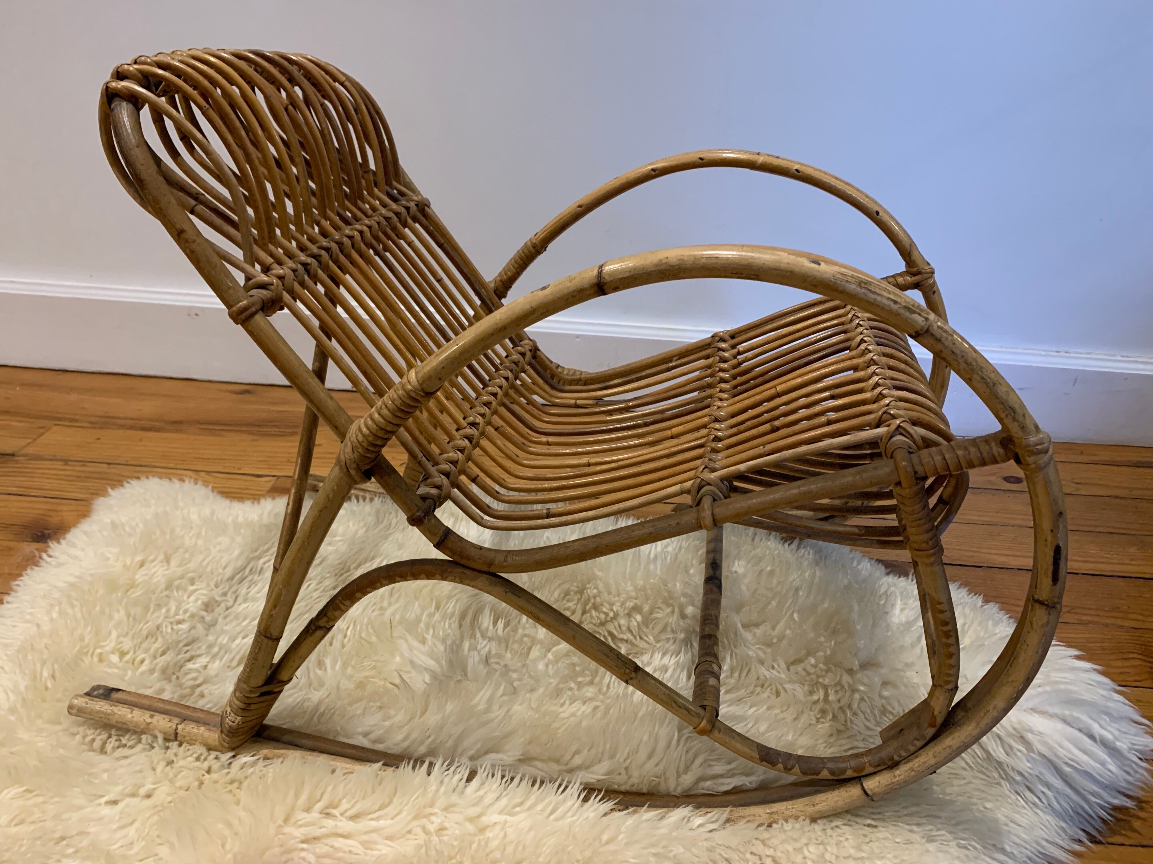 Rattan child rocking chair