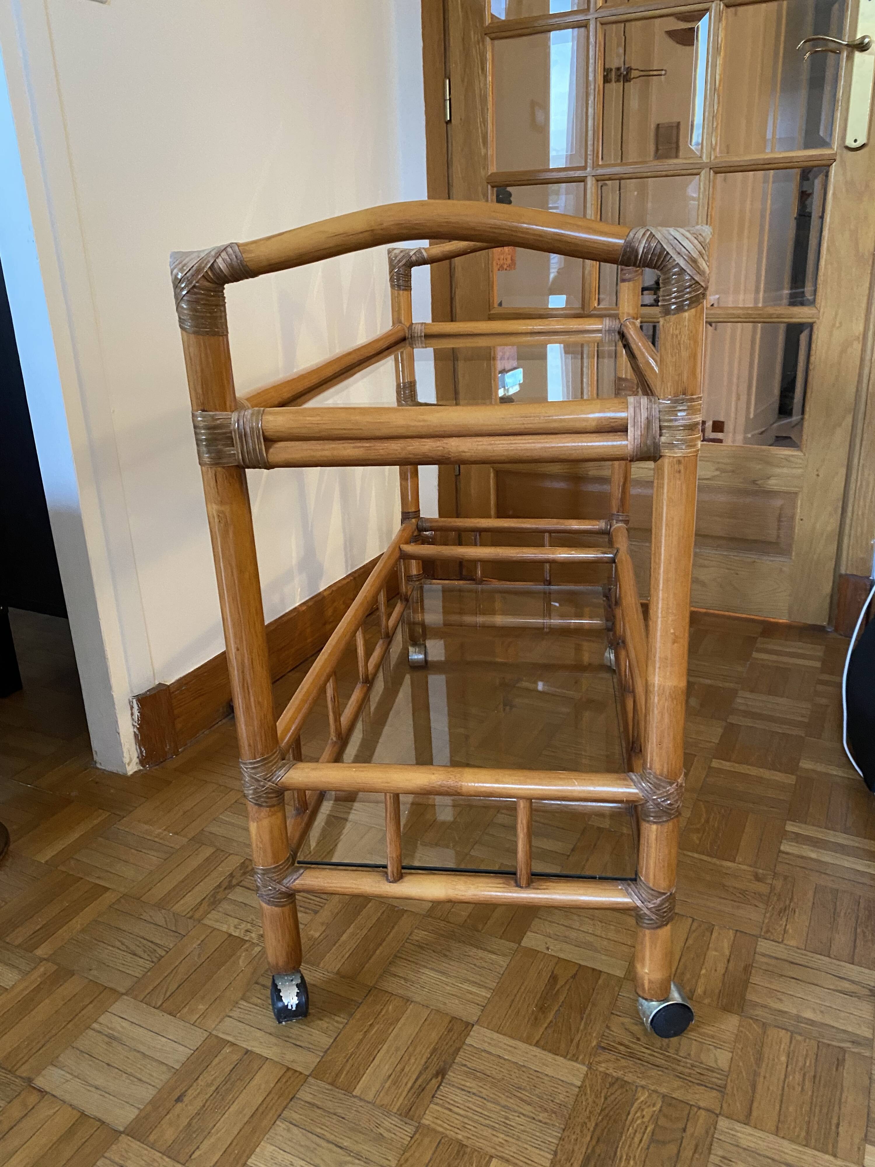 Bamboo trolley on wheels
