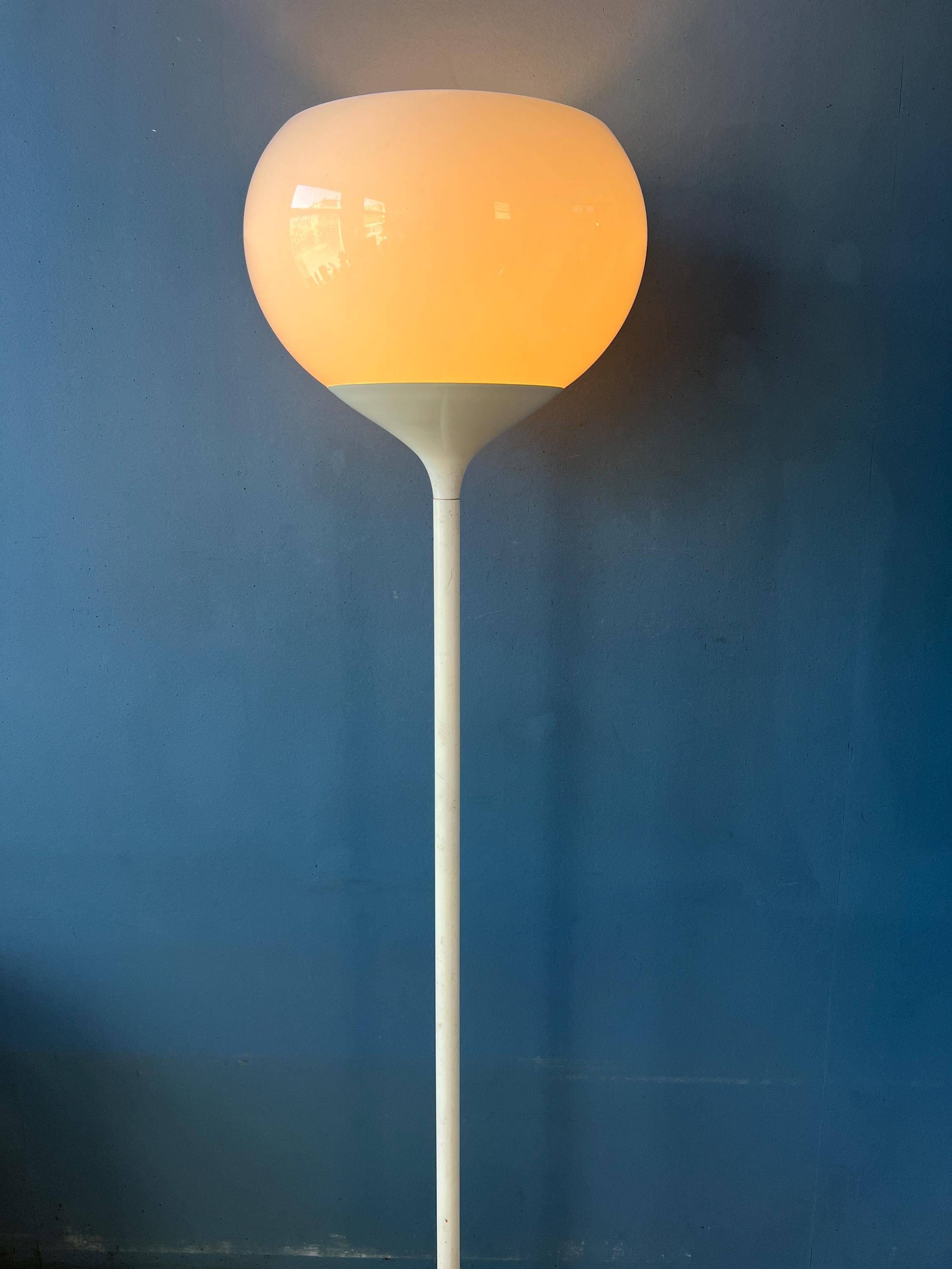 Vintage white floor lamp in Guzzini Space Age Mid-Century style