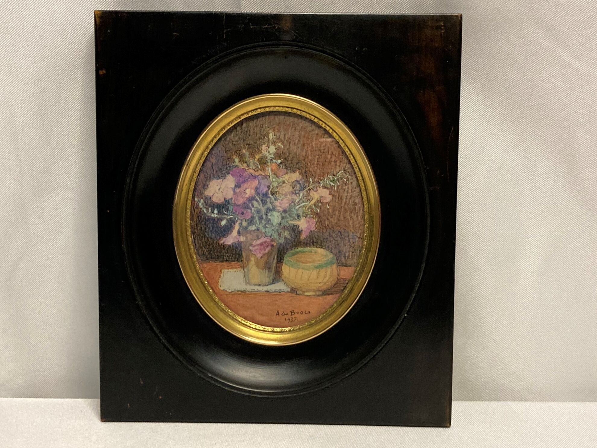 De BROCA (A), Watercolor still life with bouquet signed early twentieth century