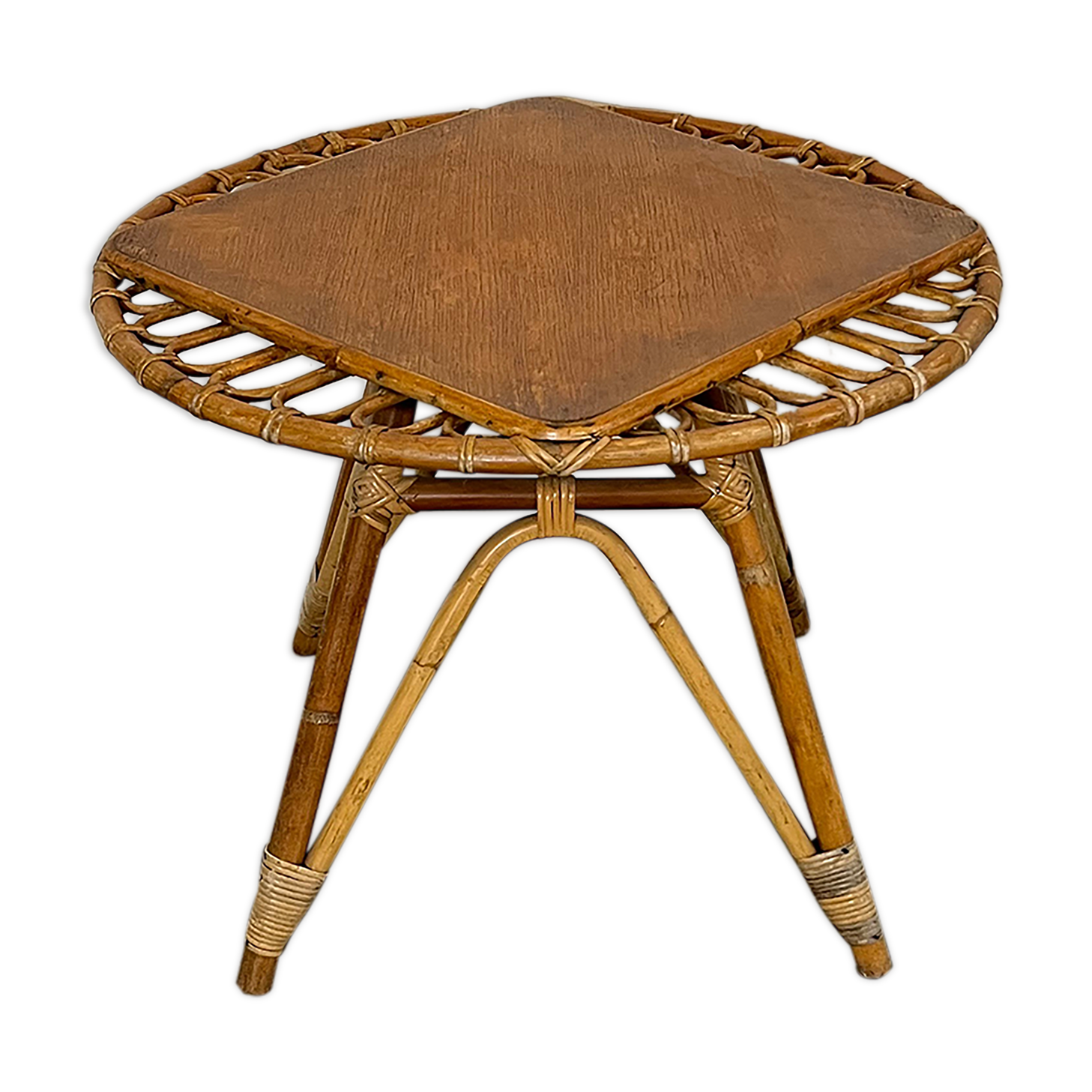 Table basse en rotin vintage