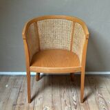 Fauteuil cabriolet bois et cannage