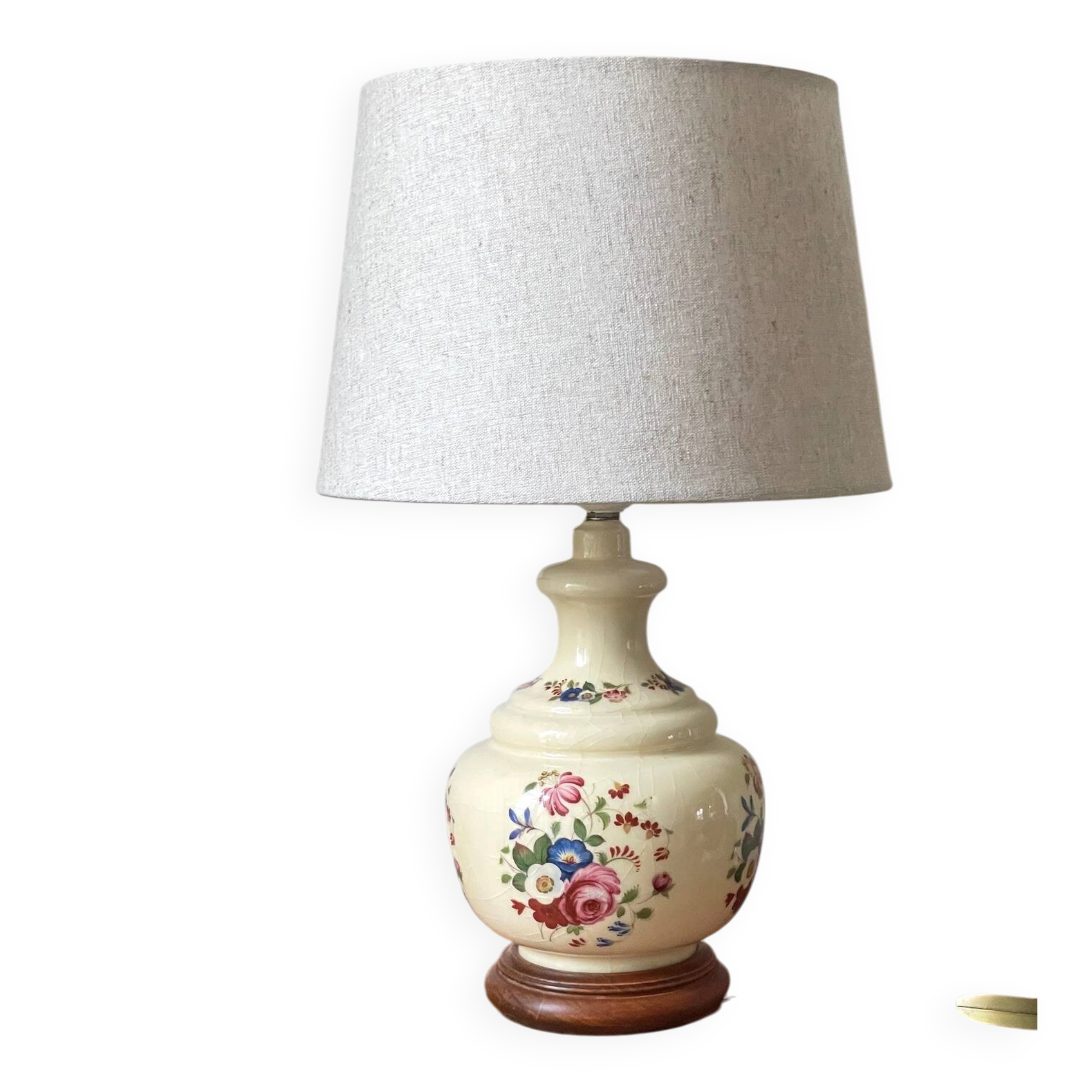 LAMPE Céramique Base Bois VINTAGE