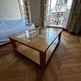 Table basse en verre et chêne massif
