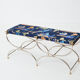 Brass jacquard steel curule bench from Maison Jansen circa 1960