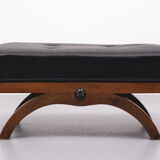 Black Leather Ottoman 1920s England