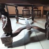 Breton dining room table with 2 extensions and 6 chairs with Breton characters