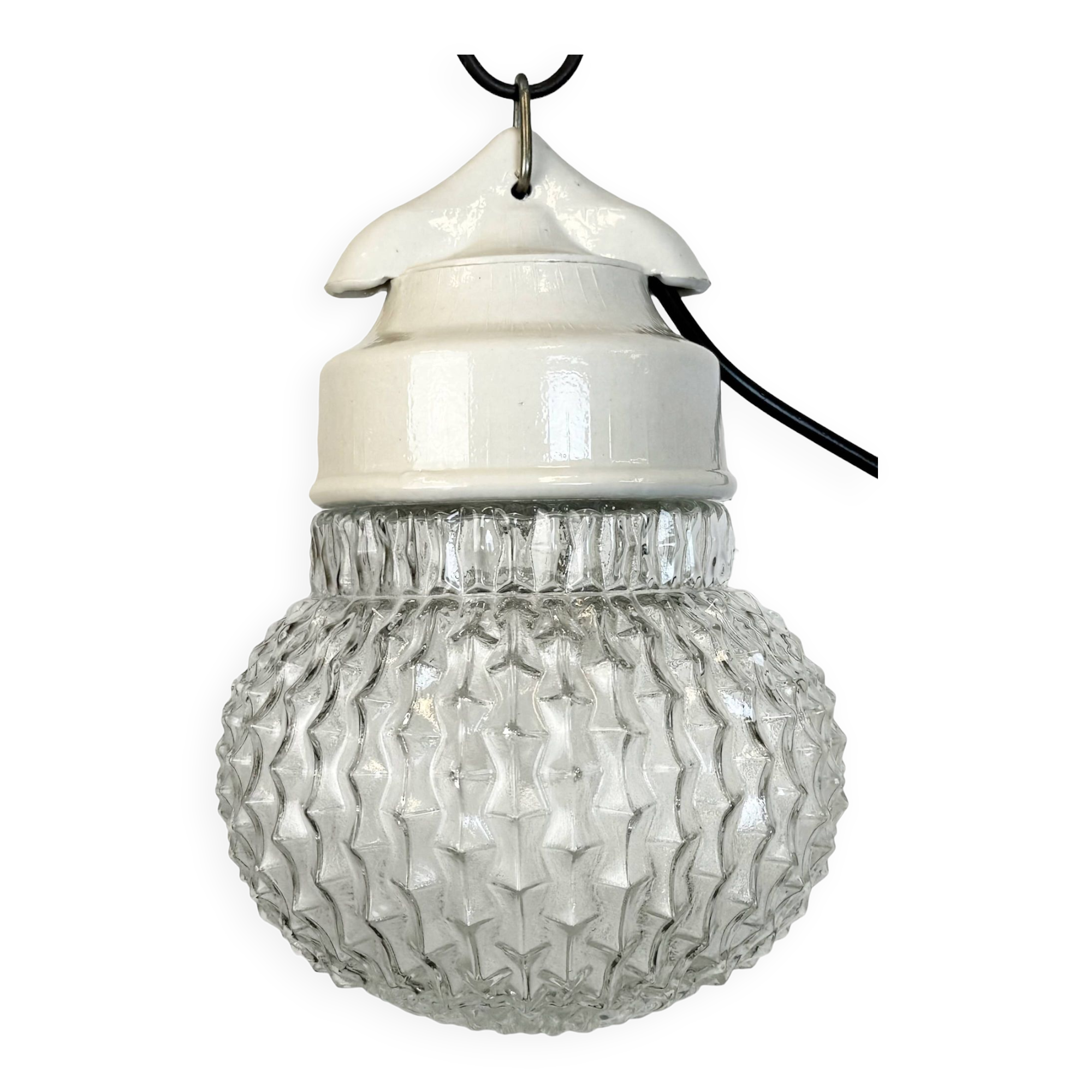 Vintage White Porcelain Pendant Light, 1970s