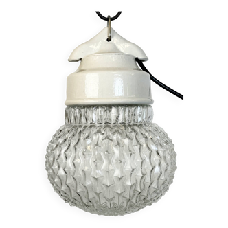 Vintage White Porcelain Pendant Light, 1970s