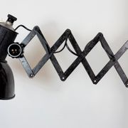 Industrial Black Enamel Scissor Wall Lamp, 1950s