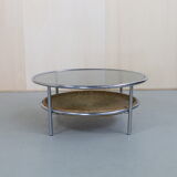 Vintage coffee table chrome & glass, 1970s