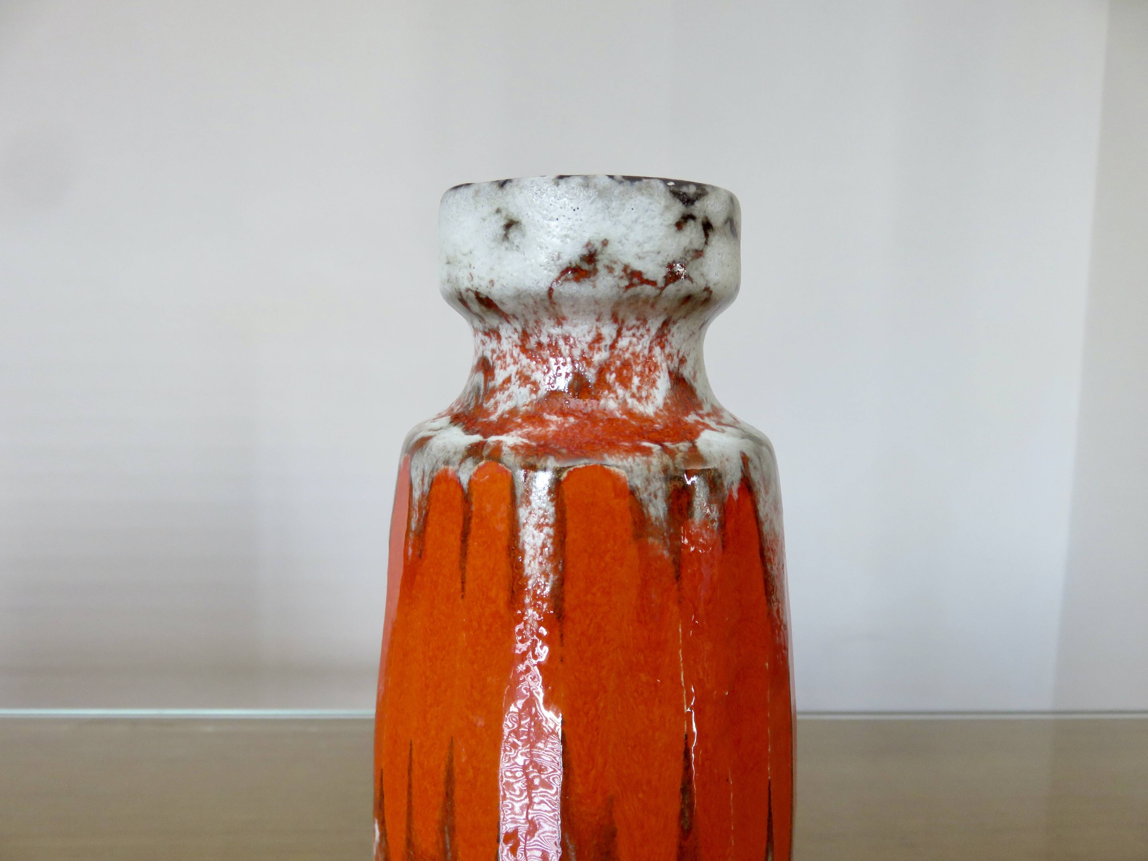 Orange "fat lava" ceramic vase, West Germany, 1970