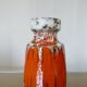 Orange "fat lava" ceramic vase, West Germany, 1970