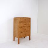 Vintage Bamboo And Rattan Chest Of Drawers - 1960s