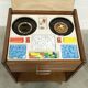 Unique 1960s bedside table with 15 complete games, compass legs, 1960s