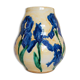 Hand-painted decorative vase with blue/purple irises.