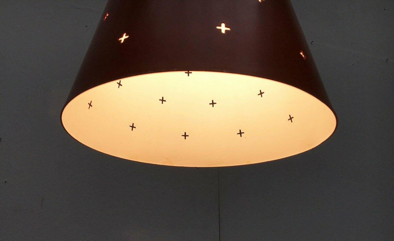 Perforated metal pendant light, mid-century design, 1960s.