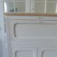 Small vintage piece of furniture sublimated in a linen shade, wooden top.