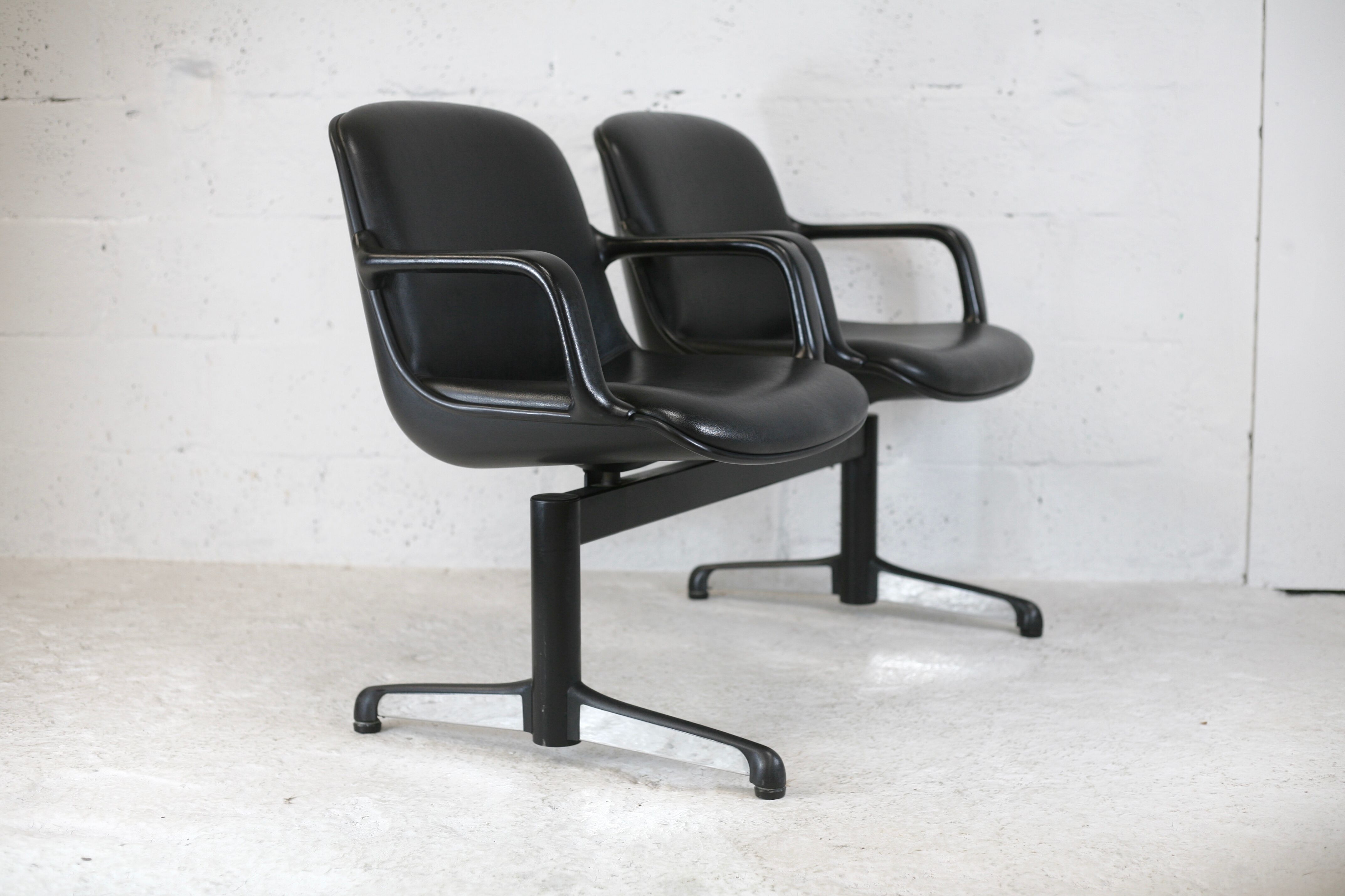 Bench imitation leather and steel, Italy, circa 1970