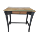 Console relookée bois & noir – style campagne chic – avec plateau verr