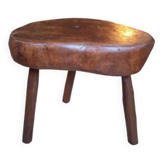 Brutalist solid wood tripod stool