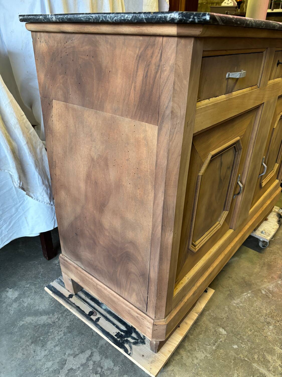 Art Deco raw wood sideboard